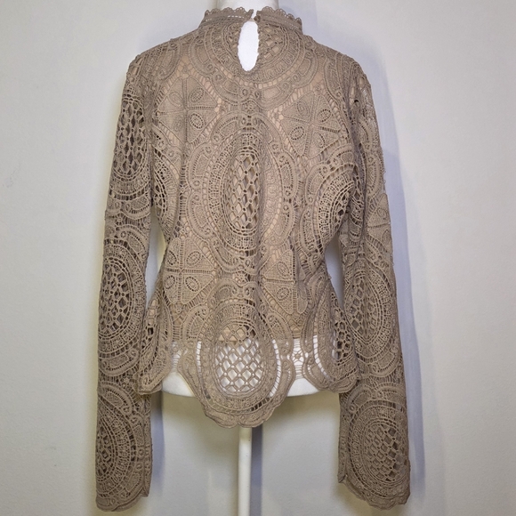 Ultra Light Tan Crochet Lace Top - Picture 5 of 7
